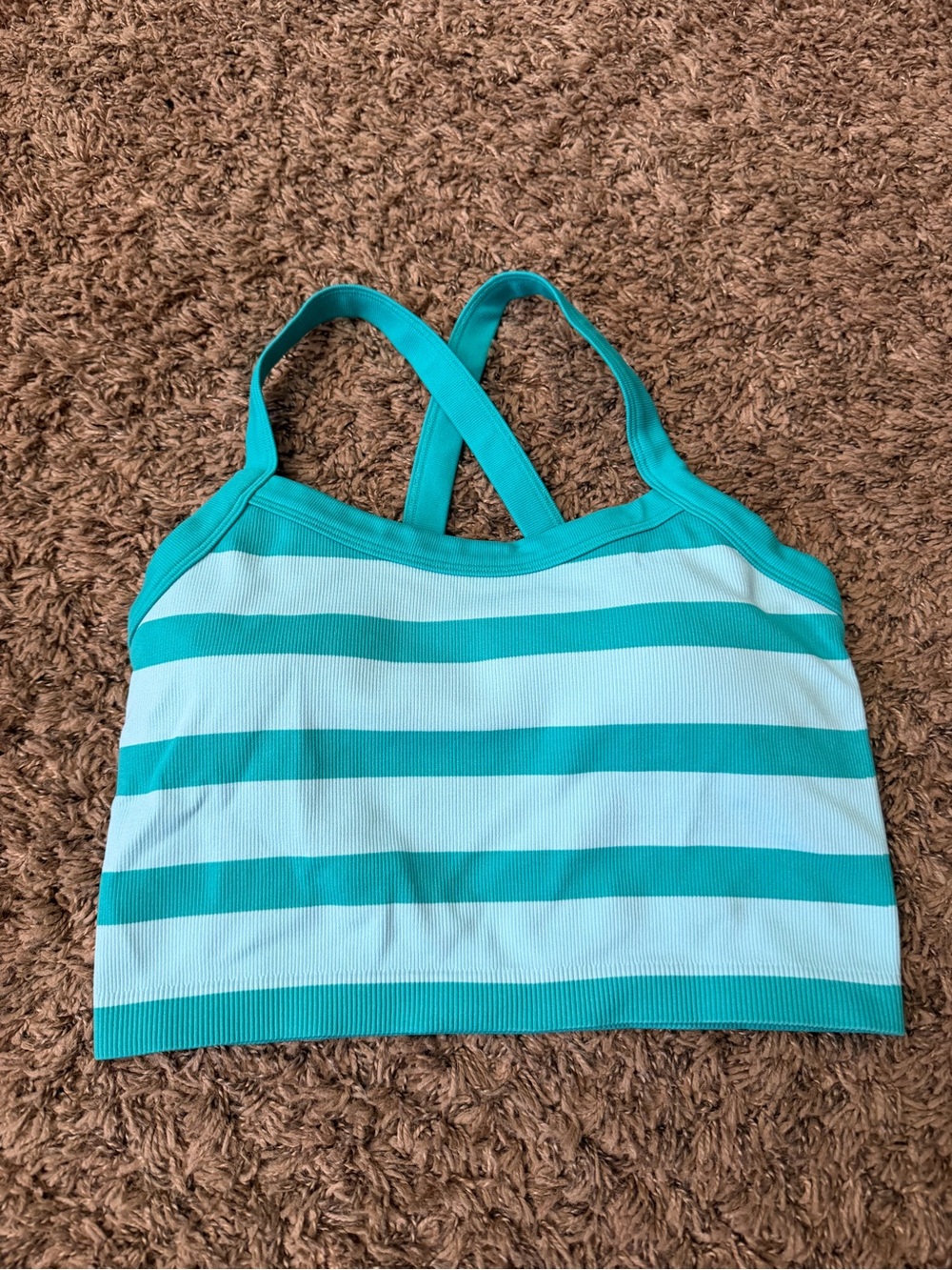 Target Striped Sports Bra - Teal & Light Blue